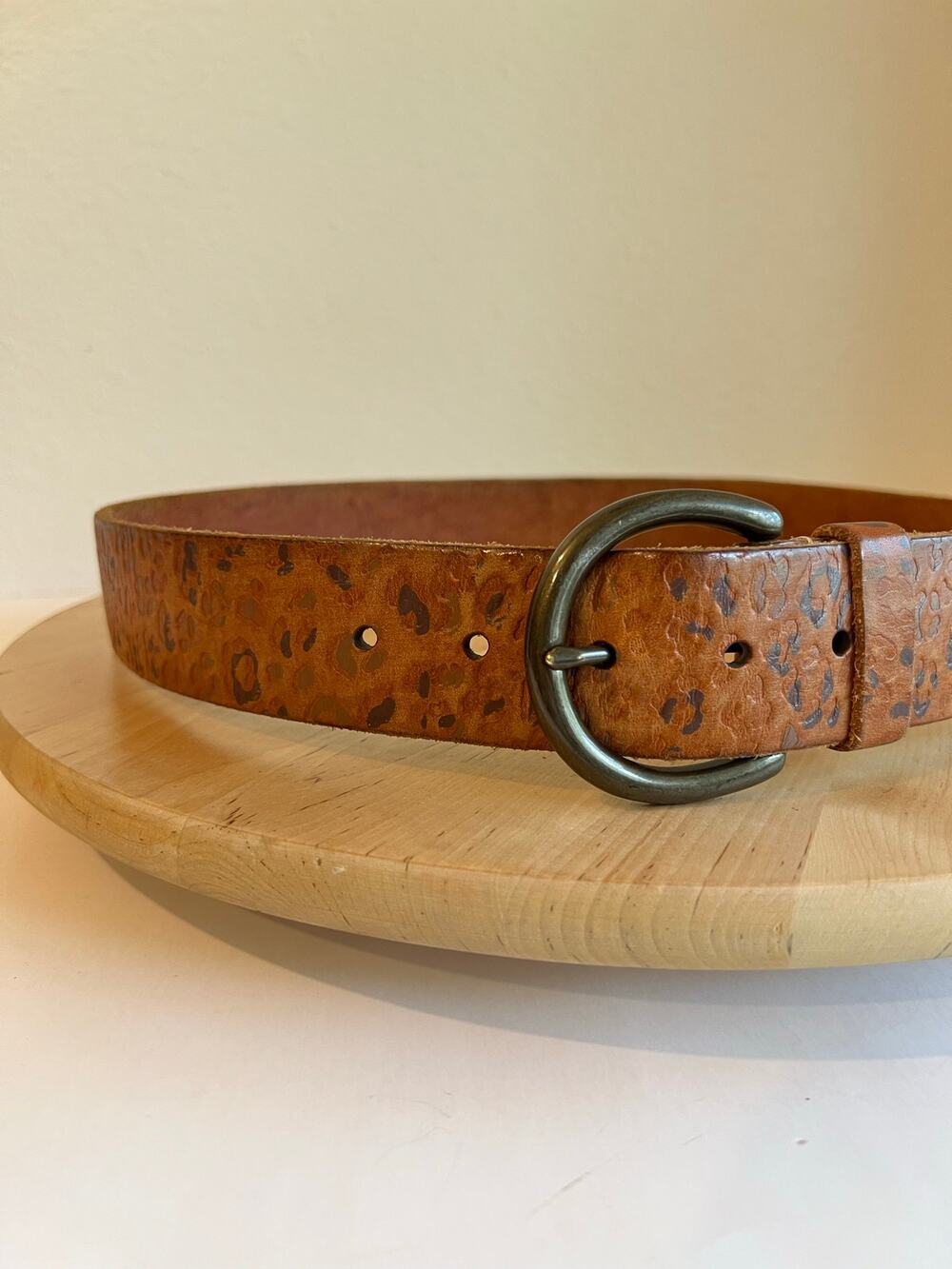 Lucky Brand Brown Genuine Leather Animal Print Tooled India Made Size Small
